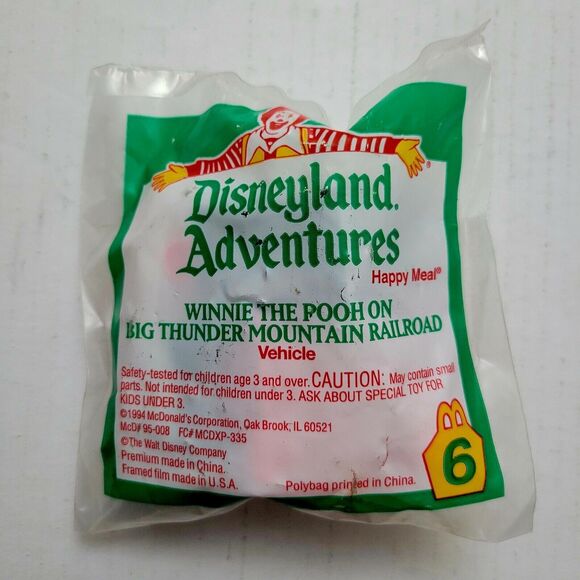 Vtg 1994 McDonalds Happy Meal Disneyland Winnie The Pooh Big Thunder Railroad #6 - Picture 2 of 5